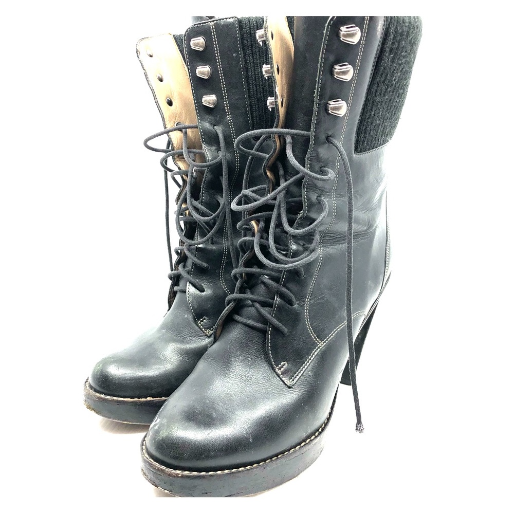 COLE HAAN Black leather heeled boots with NIKE